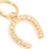Waterproof Gold Plated Stainless Steel Cubic Zirconia Horse Shoe Charm