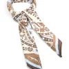 Chocolate Brown Pale Blue & White Floral Paisley Fabric Scarf
