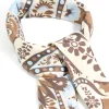 Chocolate Brown Pale Blue & White Floral Paisley Fabric Scarf