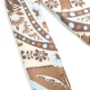 Chocolate Brown Pale Blue & White Floral Paisley Fabric Scarf