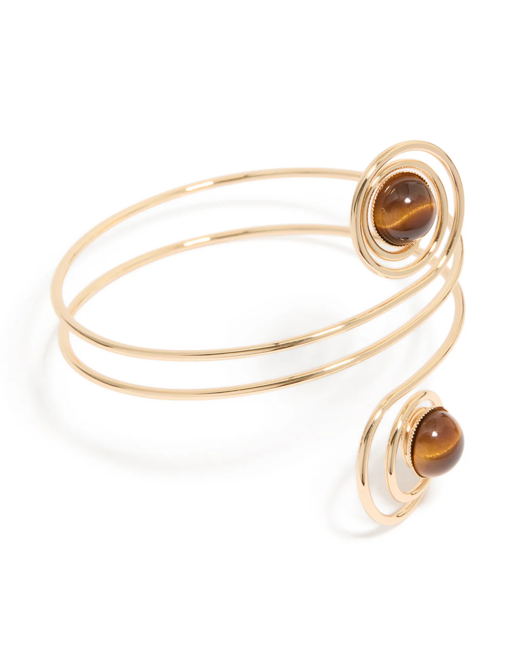 Gold Swirl & Brown Stones Arm Cuff