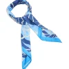 Dark Blue Fabric & Grey Flower Outline Scarf