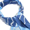 Dark Blue Fabric & Grey Flower Outline Scarf