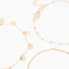 Gold Pearl Disc & Twisted Anklets 3-Pack