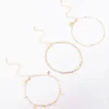 Gold Mixed Star Chain Anklet 3-Pack