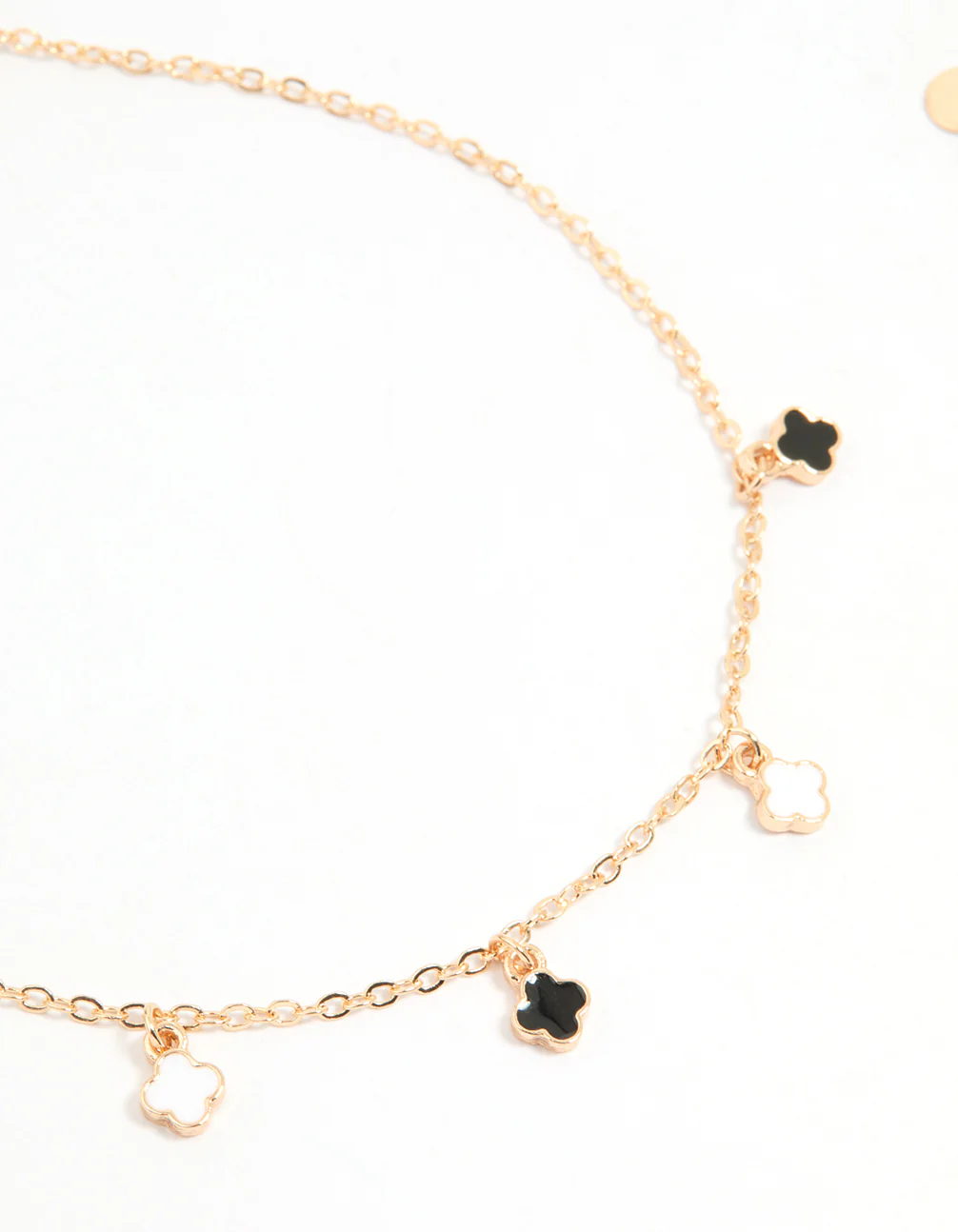 Gold Enamel Flower & Twisted Anklets 4-Pack