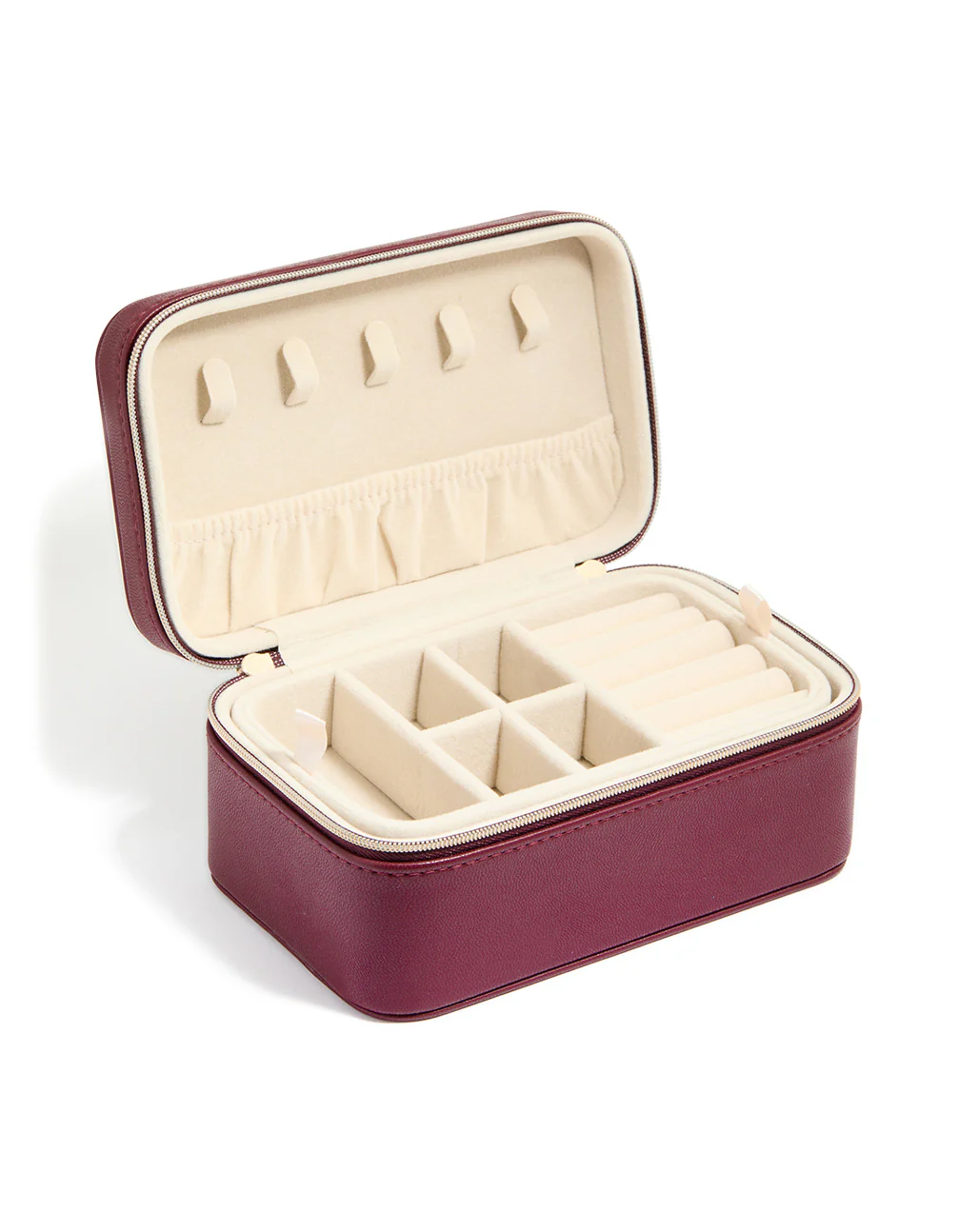 1358-burgundy-pu-leather-rectangular-layered-jewellery-box-1.webp Burgundy PU Leather Rectangular Layered Jewellery Box