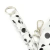 White & Black Polka Dot Fabric Bow Key Chain