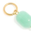 Waterproof Gold Plated Stainless Steel Jade Semi Precious Stone Charm