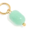 Waterproof Gold Plated Stainless Steel Jade Semi Precious Stone Charm