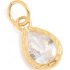 Waterproof Gold Plated Stainless Steel Cubic Zirconia Facet Drop Charm