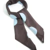 Chocolate Brown Large Pale Blue Polka Dot Fabric Scarf