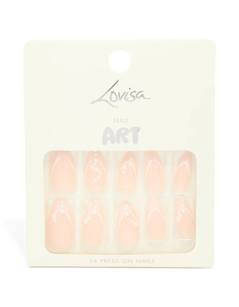 Pink Metallic French Tip Pearl Press On Nails 24-Set