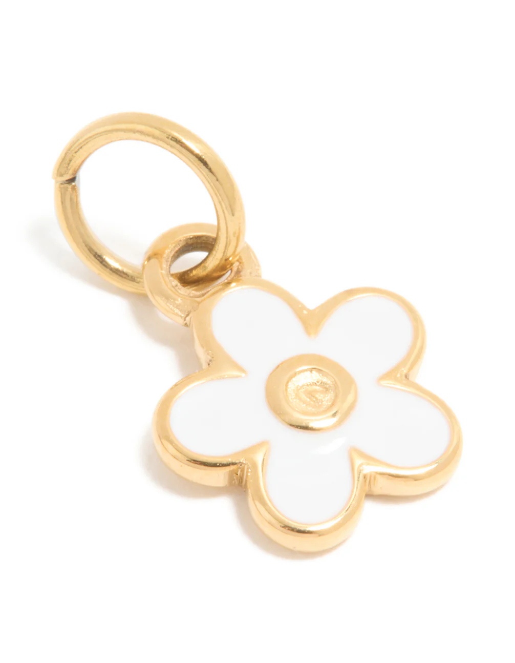 1381-waterproof-gold-plated-stainless-steel-white-enamel-daisy-charm-1.webp Waterproof Gold Plated Stainless Steel White Enamel Daisy Charm