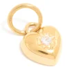 Waterproof Gold Plated Stainless Steel Cubic Zirconia Puffy Heart Charm