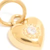 Waterproof Gold Plated Stainless Steel Cubic Zirconia Puffy Heart Charm