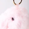 Kids Pink Fluffy Bunny Keyring