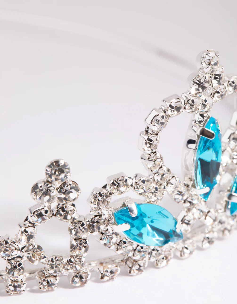 1401-kids-silver-aqua-diamante-tiara-headband-2.webp Kids Silver & Aqua Diamante Tiara Headband