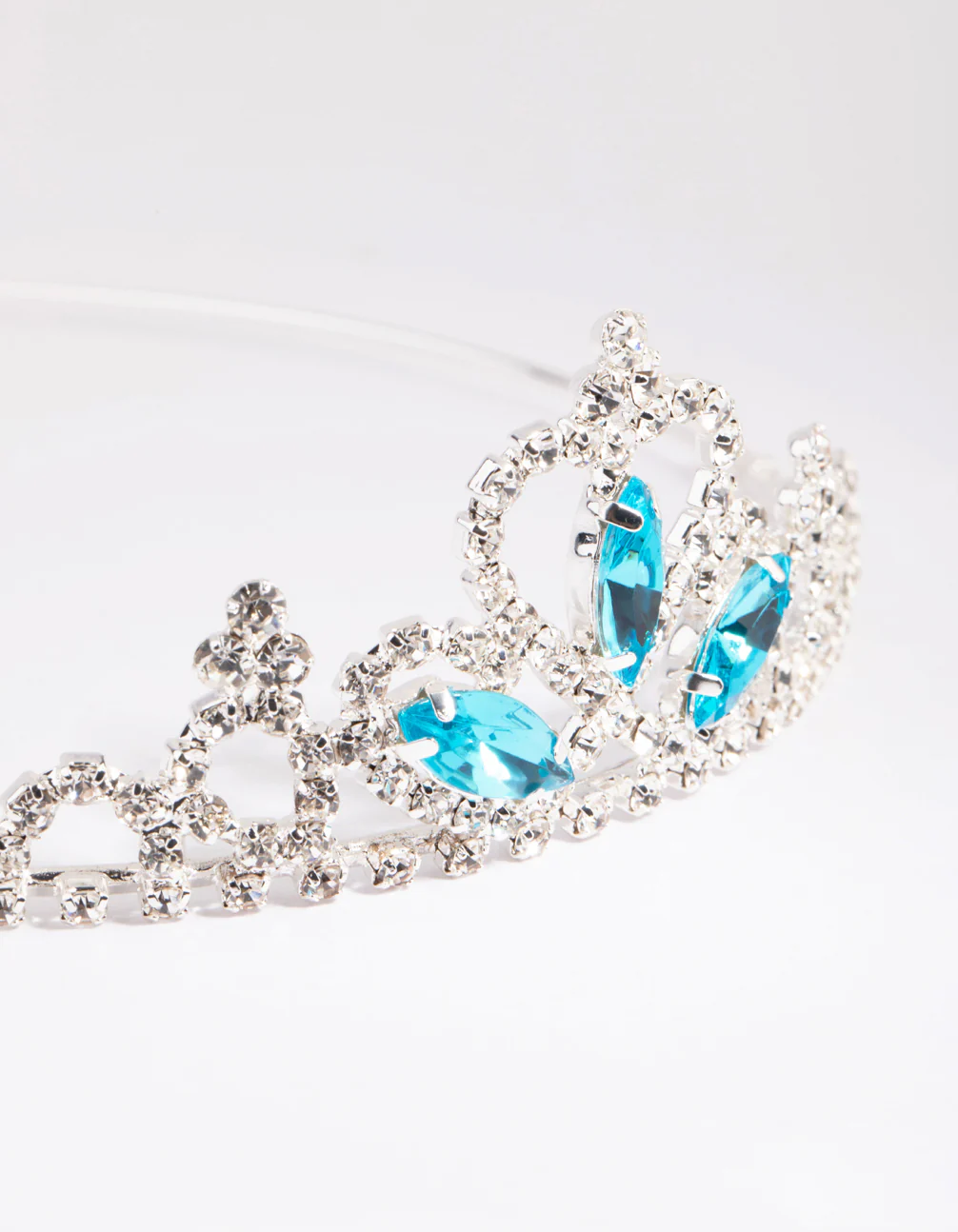 1401-kids-silver-aqua-diamante-tiara-headband-3.webp Kids Silver & Aqua Diamante Tiara Headband