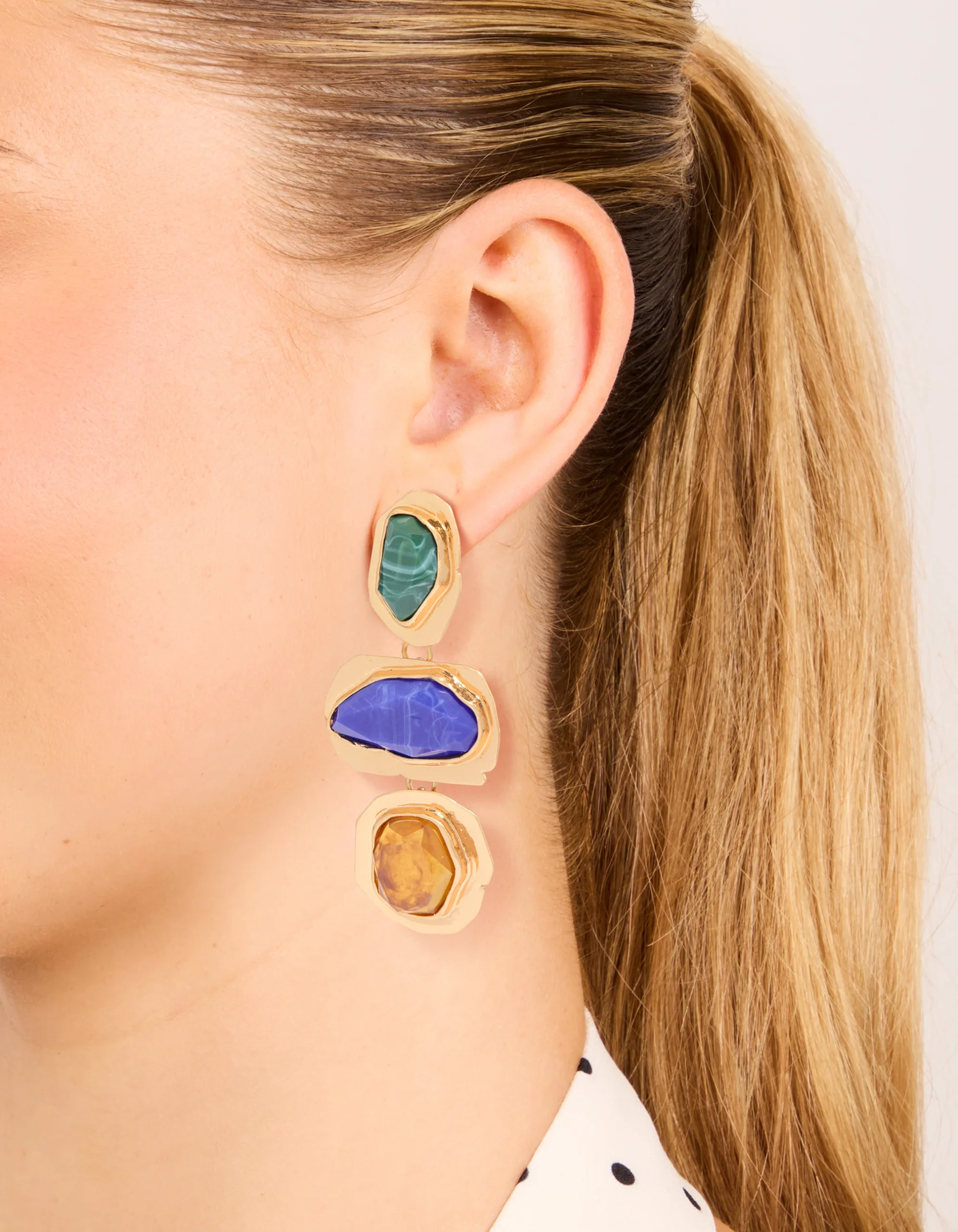 1406-worn-gold-blue-green-acrylic-triple-layered-drop-earrings-1.webp Worn Gold Blue & Green Acrylic Triple Layered Drop Earrings