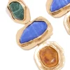 Worn Gold Blue & Green Acrylic Triple Layered Drop Earrings