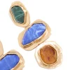 Worn Gold Blue & Green Acrylic Triple Layered Drop Earrings