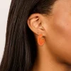 Gold Orange Acrylic & Wood Hoop Earrings 3-Pack