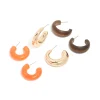 Gold Orange Acrylic & Wood Hoop Earrings 3-Pack