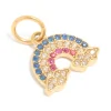 Waterproof Gold Plated Stainless Steel Cubic Zirconia Rainbow Charm