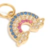 Waterproof Gold Plated Stainless Steel Cubic Zirconia Rainbow Charm