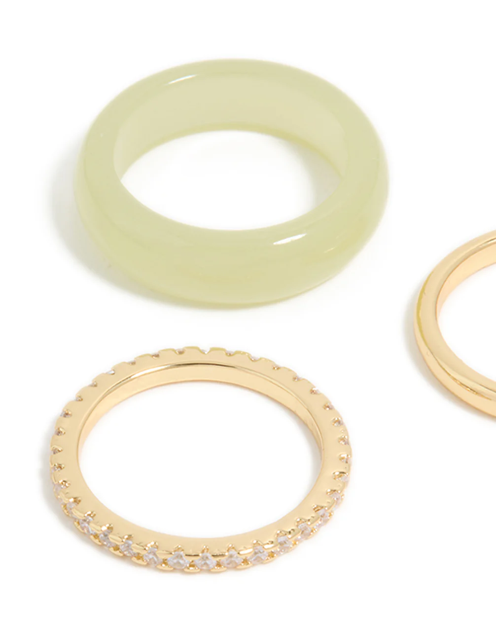 1442-gold-plated-acrylic-cubic-zirconia-rings-3-pack-4.webp Gold Plated Acrylic & Cubic Zirconia Rings 3-Pack