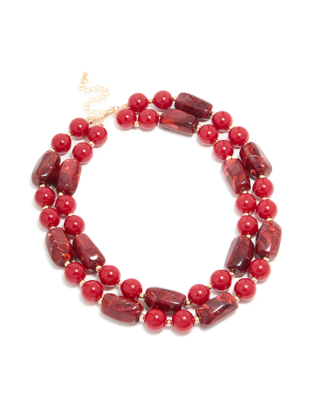 1450-red-acrylic-beaded-layered-necklace-2.webp Red Acrylic Beaded Layered Necklace