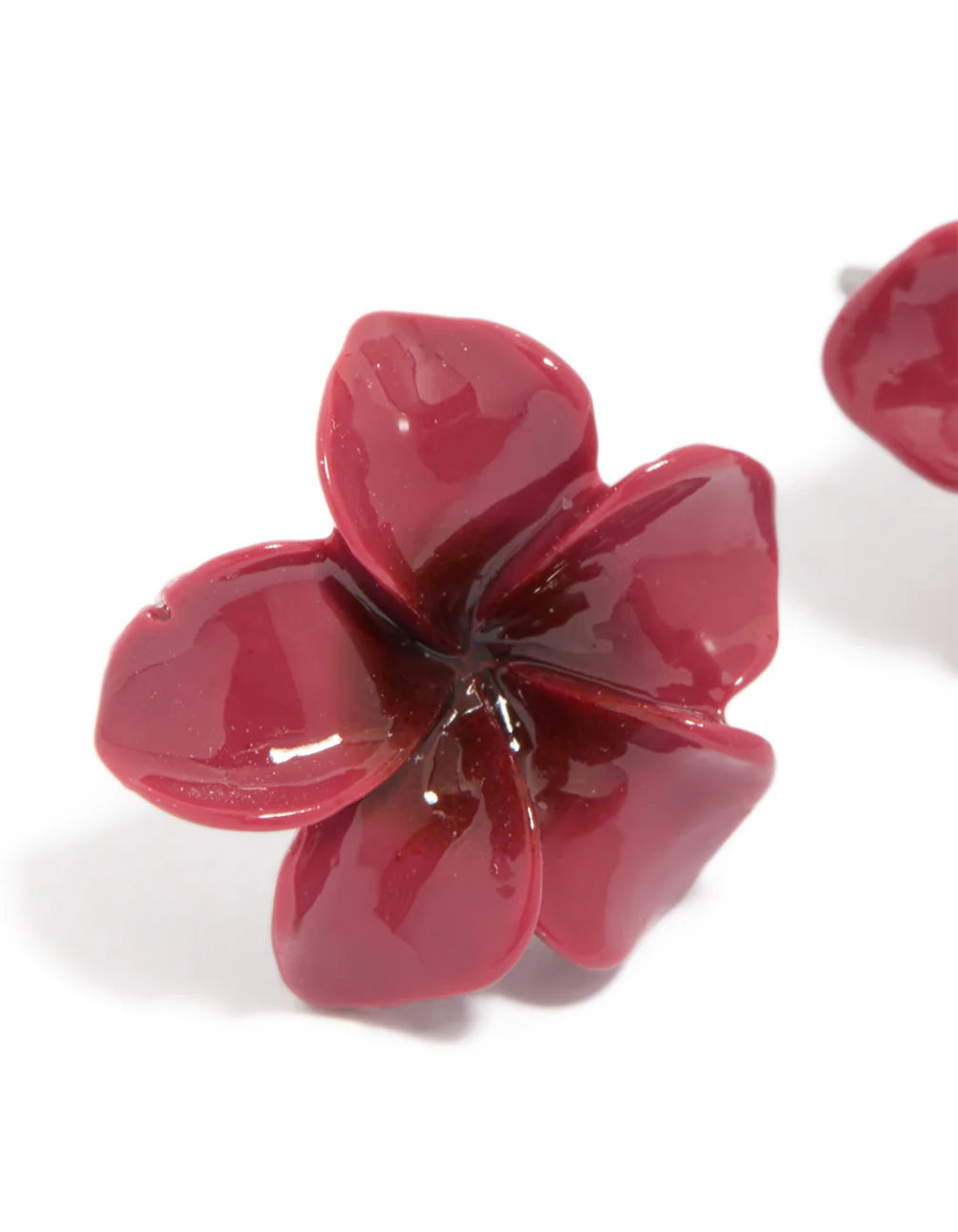 1454-burgundy-acrylic-frangipani-flower-stud-earrings-4.webp Burgundy Acrylic Frangipani Flower Stud Earrings