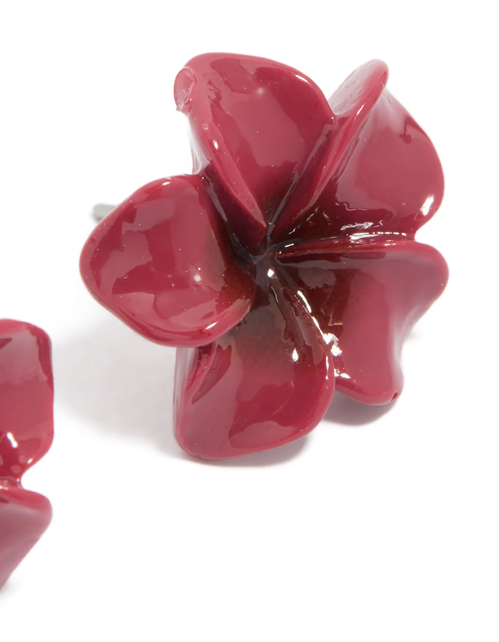 1454-burgundy-acrylic-frangipani-flower-stud-earrings-5.webp Burgundy Acrylic Frangipani Flower Stud Earrings
