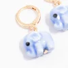 Gold Acrylic Elephant Drop Earrings