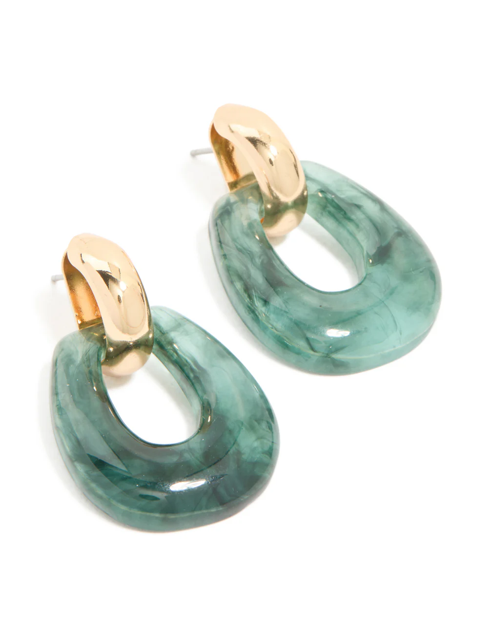 1463-gold-green-marbled-acrylic-doorknocker-drop-earrings-1.webp Gold Green Marbled Acrylic Doorknocker Drop Earrings