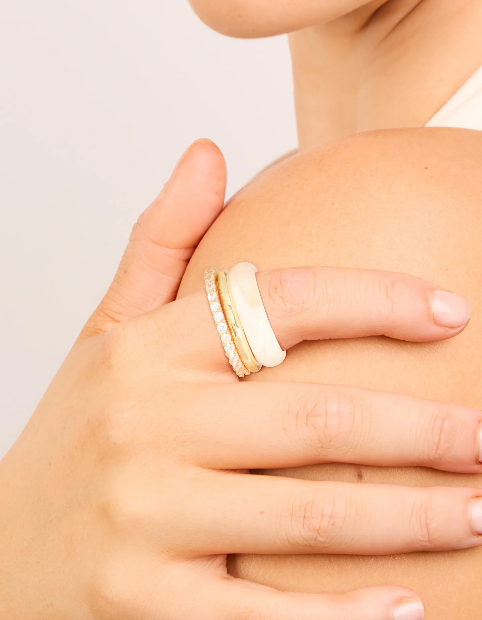 1469-gold-plated-pink-acrylic-cubic-zirconia-rings-3-pack-2.webp Gold Plated Pink Acrylic & Cubic Zirconia Rings 3-Pack