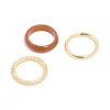 Brown Acrylic & Cubic Zirconia Rings 3-Pack