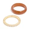 Brown Acrylic & Cubic Zirconia Rings 3-Pack