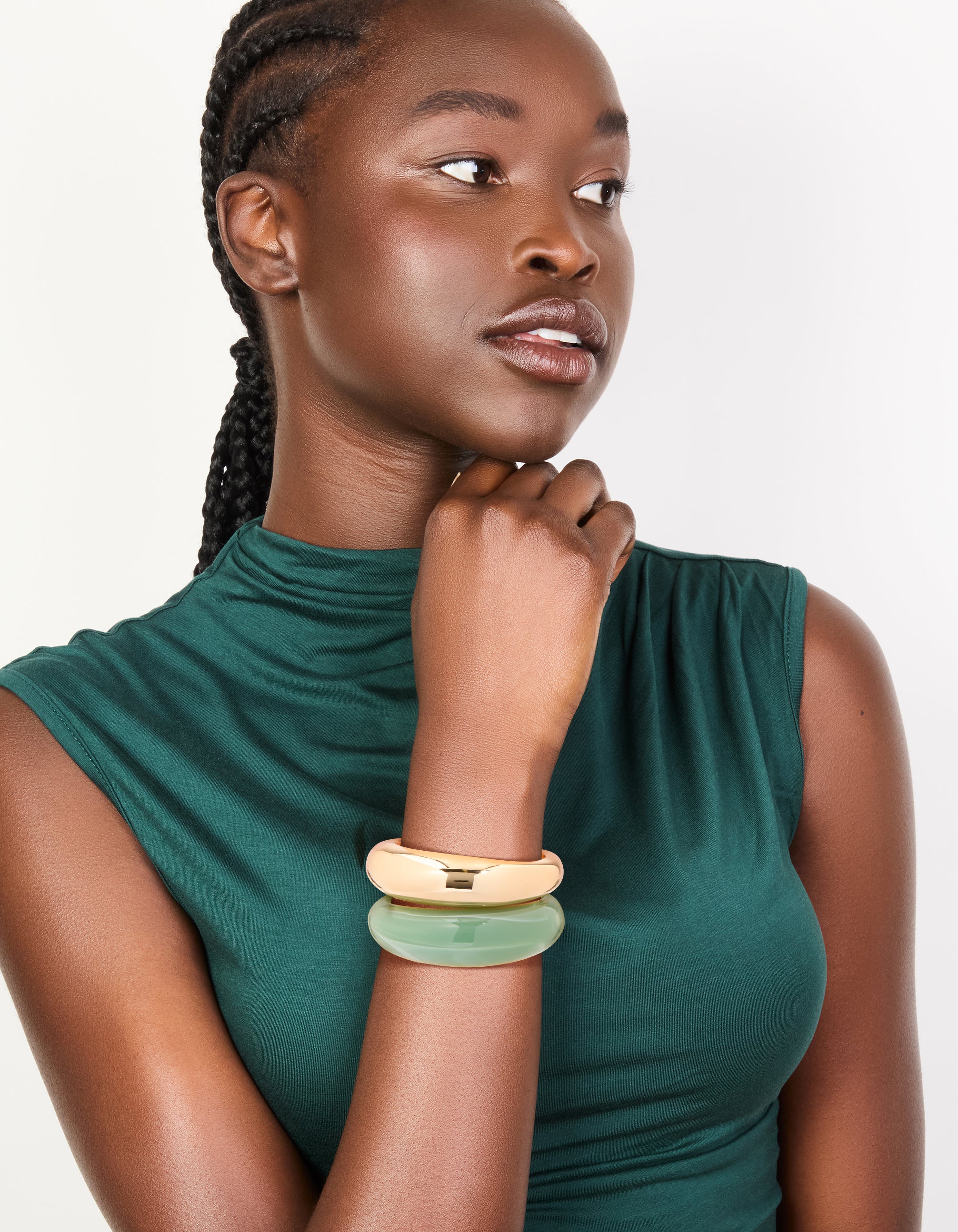 1475-gold-green-acrylic-wrist-cuffs-2-pack-3.jpg Gold & Green Acrylic Wrist Cuffs 2-Pack