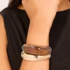 Brown Acrylic & Gold Wrist Cuffs 2-Pack