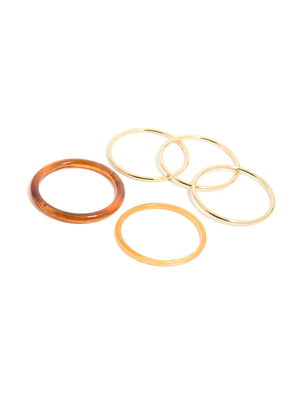 Gold Plated & Brown Acrylic Mixed Bangles 5-Pack