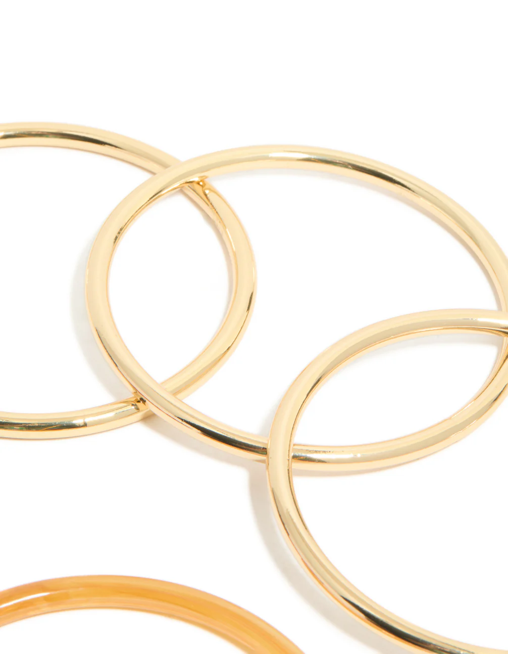 Gold Plated & Brown Acrylic Mixed Bangles 5-Pack
