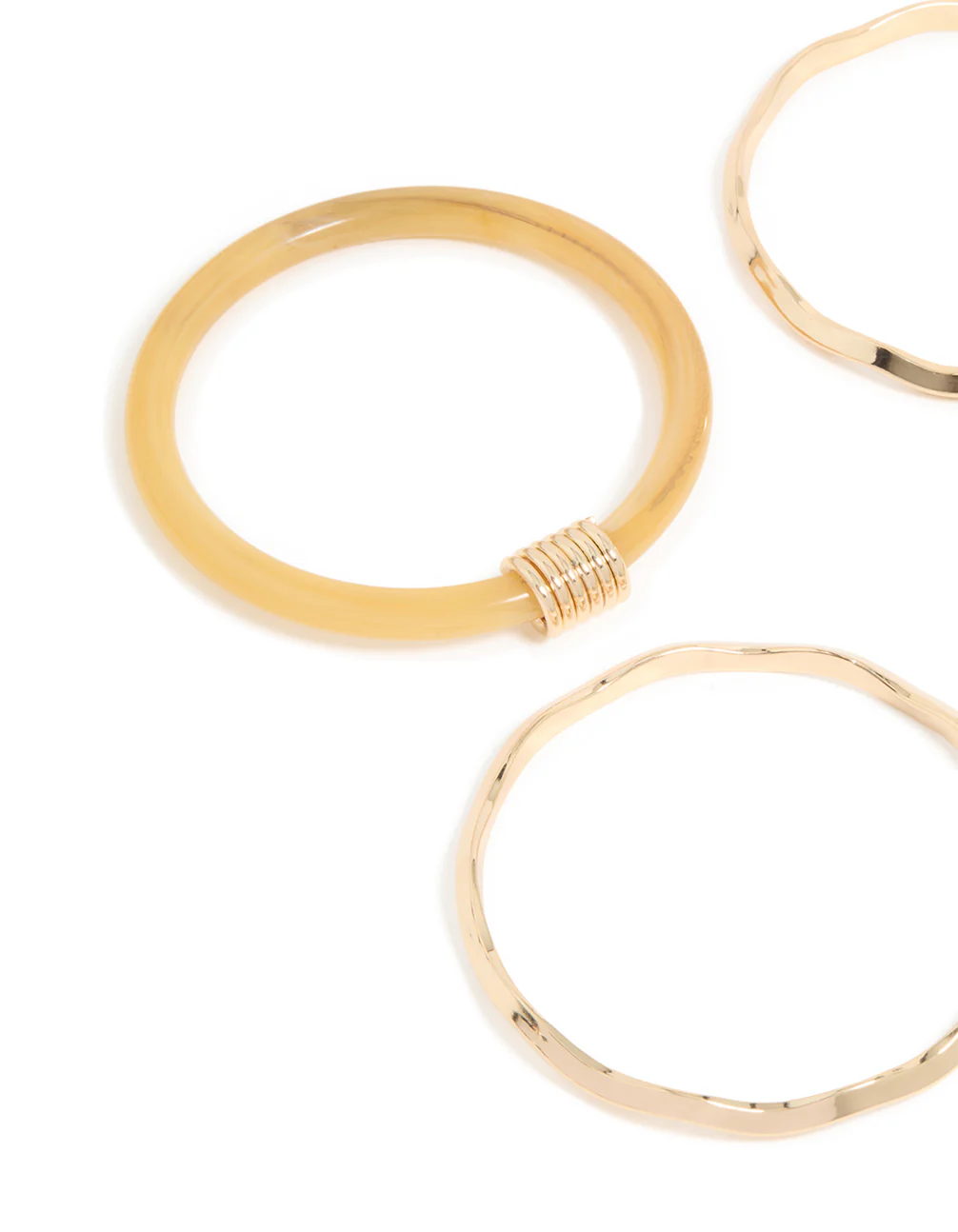 1486-neutral-acrylic-gold-wavy-bangles-4-pack-2.webp Neutral Acrylic & Gold Wavy Bangles 4-Pack