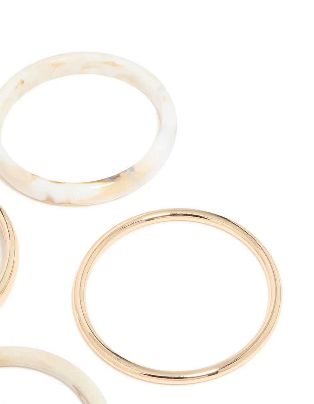 Gold & White Acrylic Marble Thin Bangles 4-Pack