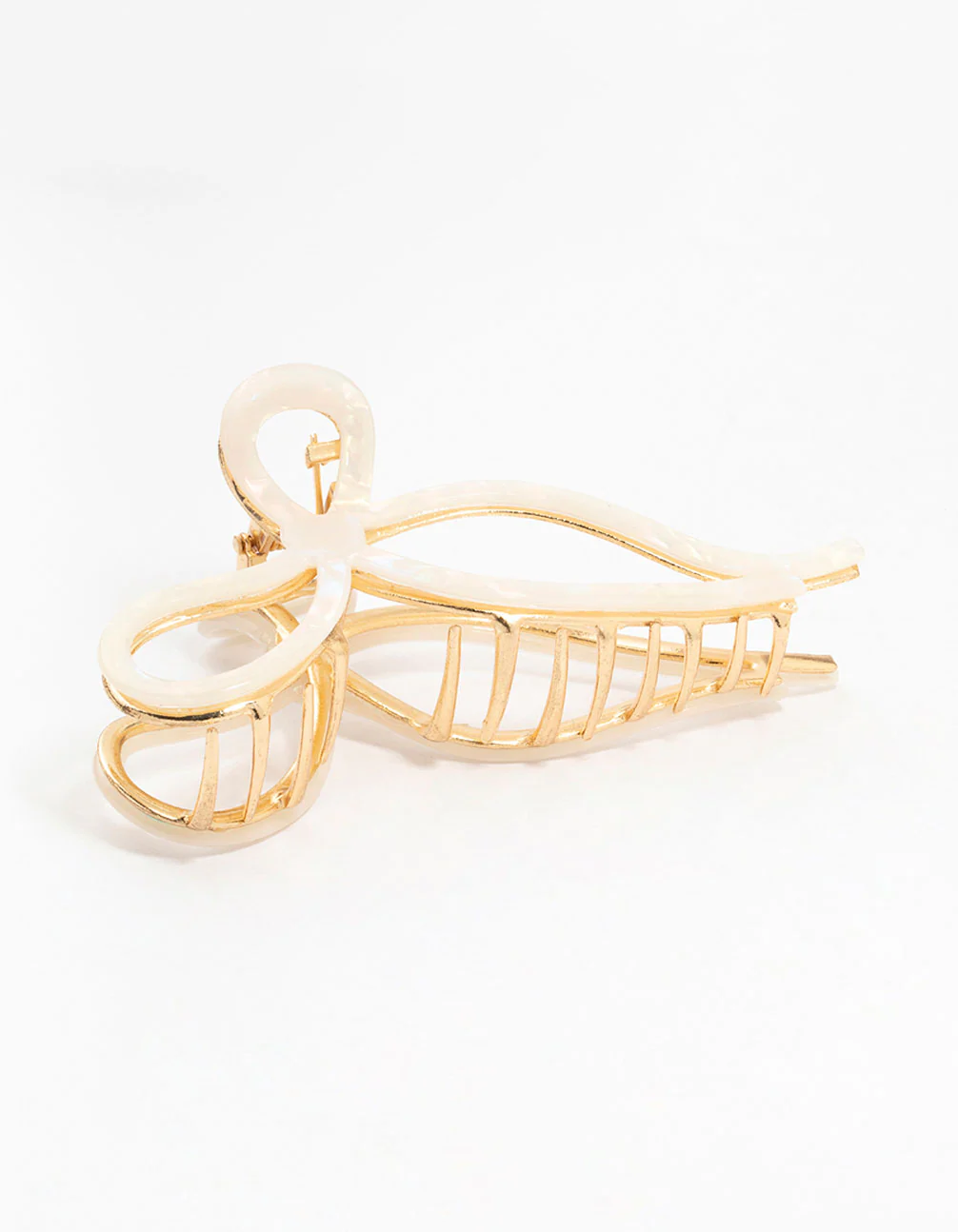 1491-ivory-acrylic-bow-hair-claw-clip-2.webp Ivory Acrylic Bow Hair Claw Clip
