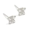 14K White Gold Cubic Zirconia Butterfly Piercing Stud