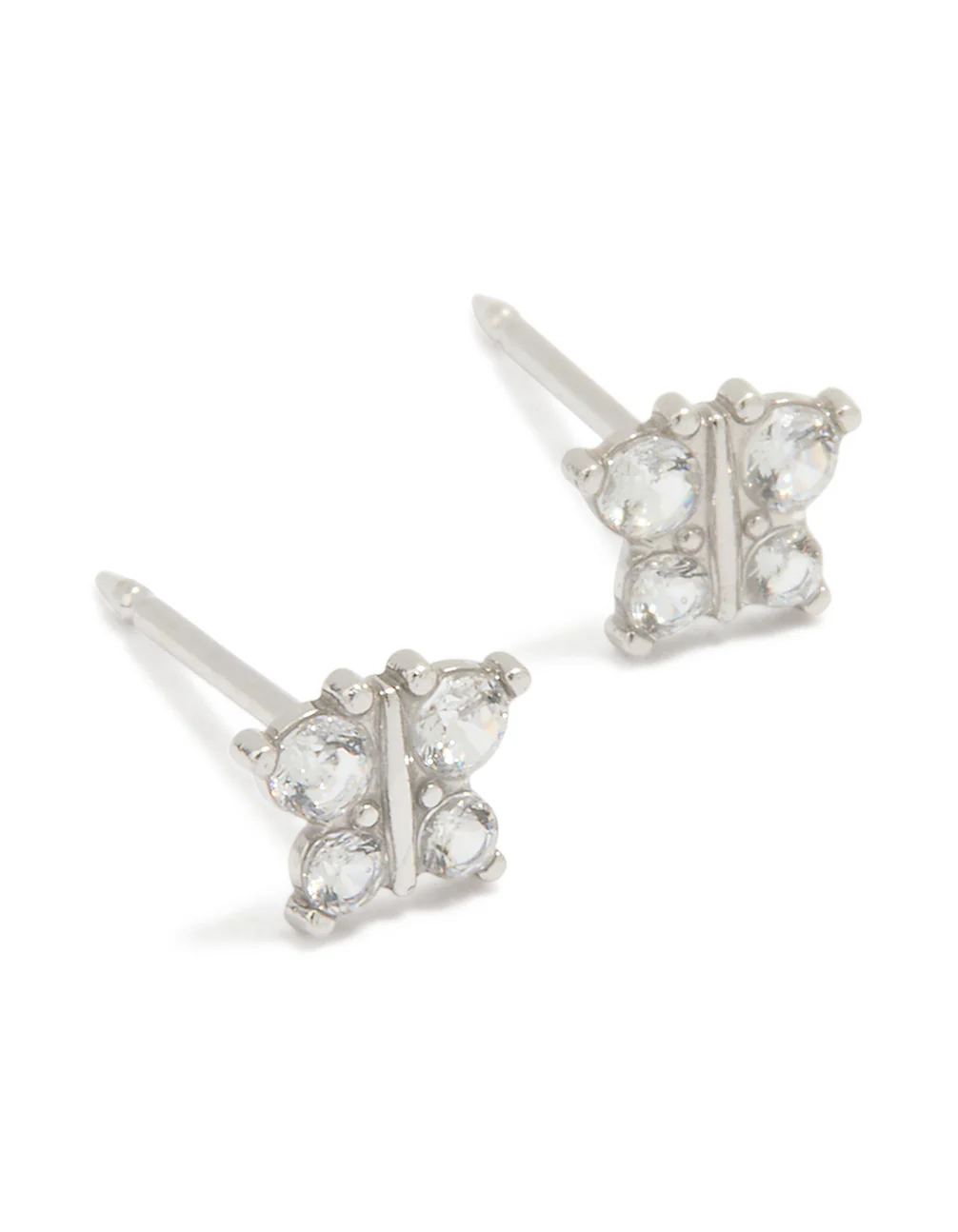 14K White Gold Cubic Zirconia Butterfly Piercing Stud