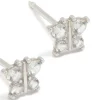 14K White Gold Cubic Zirconia Butterfly Piercing Stud