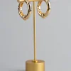 18ct Gold Plated Brass Ball Detail Hoop Earrings